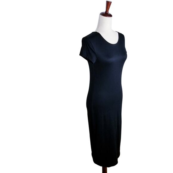 NO COMMENT Black Body-Conscious Fully-Lined Short Sleeve Dress - Size Medium - Picture 2 of 7